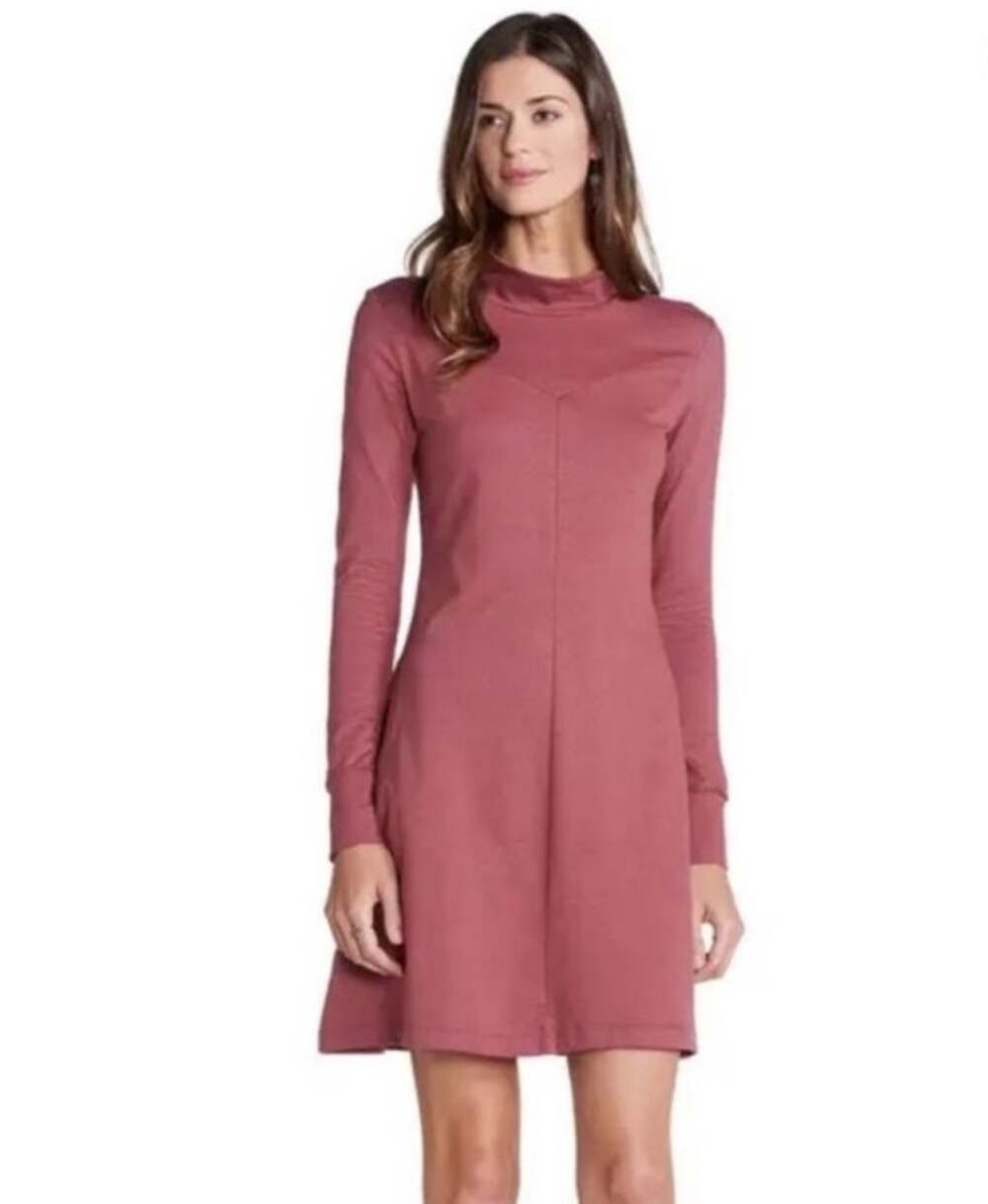 Toad & Co Fernview Long Sleeve Dress M Red A-Line Casual Minimal